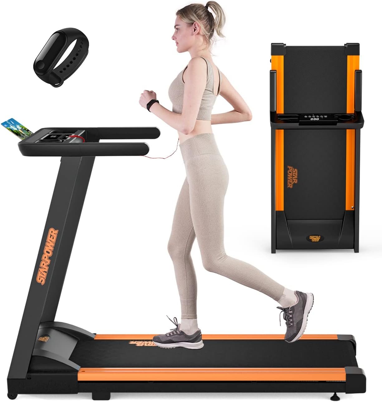 Ssphpplie 300 lb capacity foldable treadmill