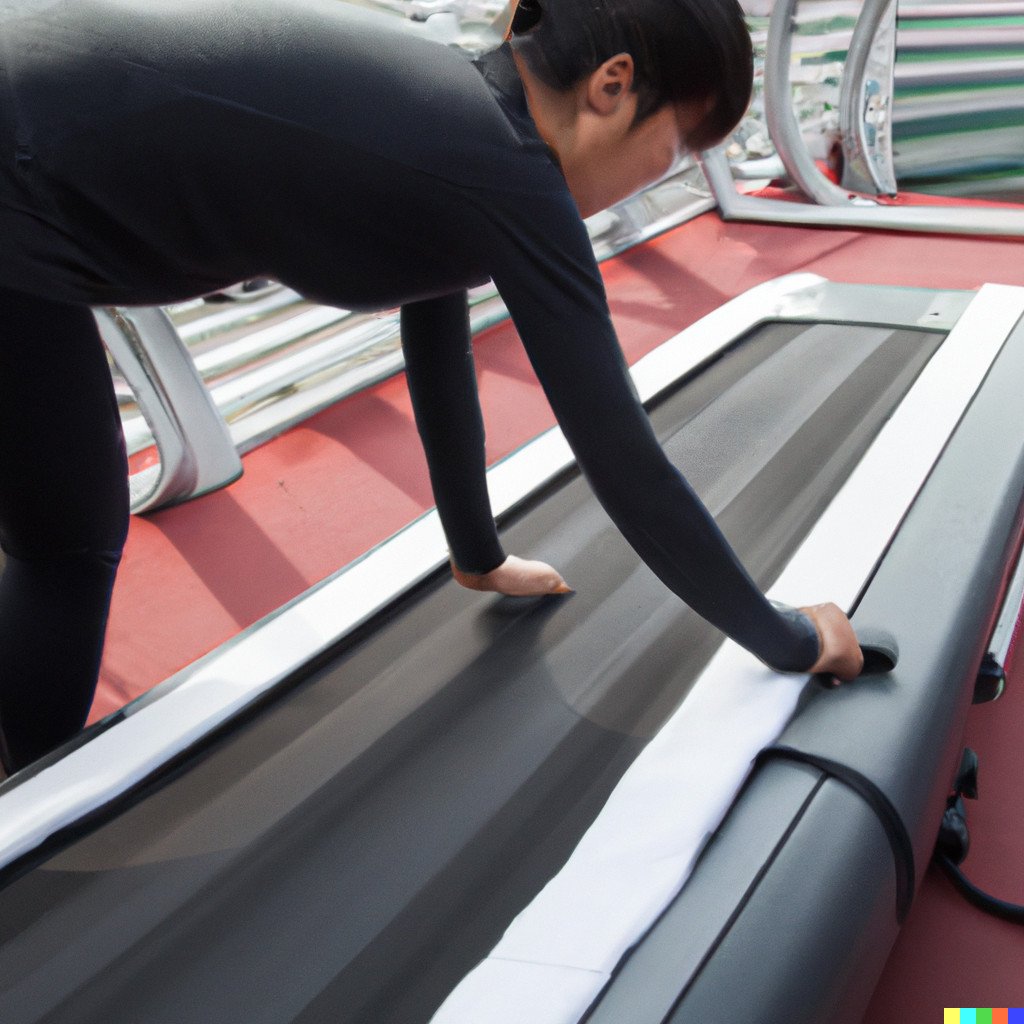 Oiling a gym treadmill