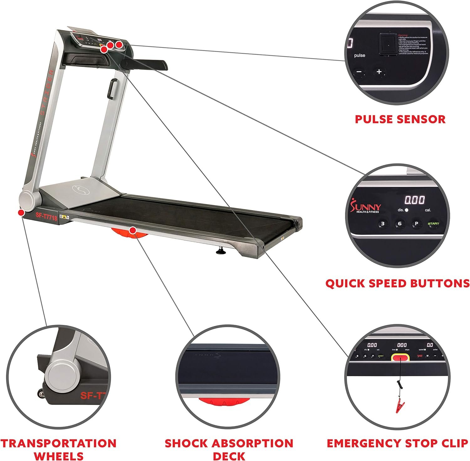 Sunny H&F SF T7718 Treadmill Pros